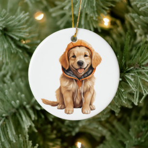 Gepersonaliseerde Golden Retriever Dog Art Keramisch Ornament