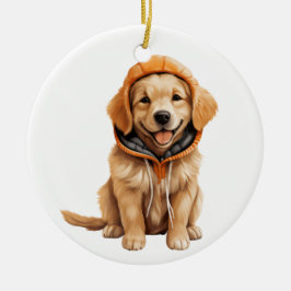 Gepersonaliseerde Golden Retriever Dog Art Keramisch Ornament