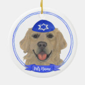 Gepersonaliseerde Golden Retriever Dog Chanoeka Keramisch Ornament (Achterkant)