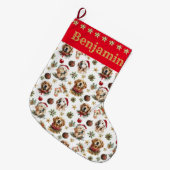 Gepersonaliseerde Golden Retriever Dog Christmas S Grote Kerstsok (Voorkant (Hangend))
