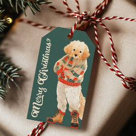 Gepersonaliseerde Golden Retriever Dog Holiday Gif Cadeaulabel