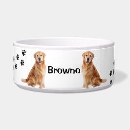 Gepersonaliseerde Golden Retriever Dog Pawprint Voerbakje