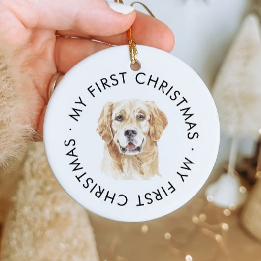 Gepersonaliseerde Golden Retriever Mijn eerste ker Keramisch Ornament