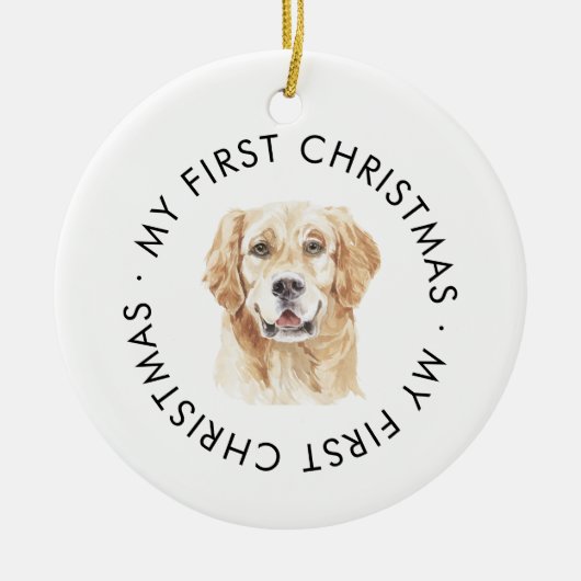 Gepersonaliseerde Golden Retriever Mijn eerste ker Keramisch Ornament (Voorkant)