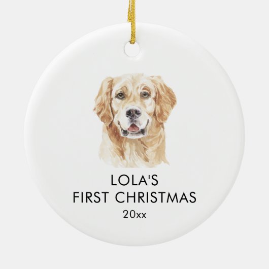 Gepersonaliseerde Golden Retriever Mijn eerste ker Keramisch Ornament (Achterkant)