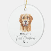 Gepersonaliseerde Golden Retriever naam eerste ker Keramisch Ornament (Links)
