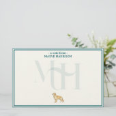 Gepersonaliseerde Golden Retriever Note Monogram Briefpapier (Staand voorkant)