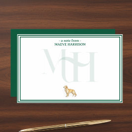 Gepersonaliseerde Golden Retriever Note Monogram Briefpapier