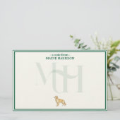 Gepersonaliseerde Golden Retriever Note Monogram Briefpapier (Staand voorkant)