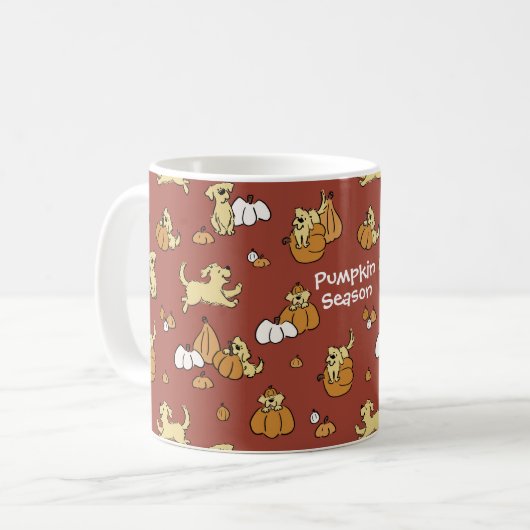 Gepersonaliseerde Golden Retriever Puppy Pumpkin S Koffiemok (Voorkant links)