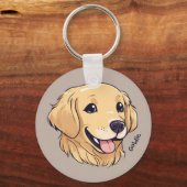 Gepersonaliseerde Golden Retriever Puppy Sleutelhanger (Achterkant)