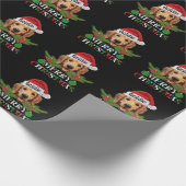 Gepersonaliseerde Golden Retriever Vrolijk Kerstfe Cadeaupapier (Hoek)