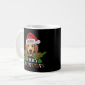 Gepersonaliseerde Golden Retriever Vrolijk Kerstfe Koffiemok (Voorkant links)