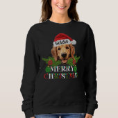 Gepersonaliseerde Golden Retriever Vrolijk Kerstfe Trui (Voorkant)