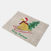 Gepersonaliseerde Golden Retriever Xmas Sled Burla Deurmat (Schuin)
