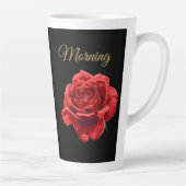 Gepersonaliseerde Golden Script Elegant Red Rose M Latte Mok (Rechts)
