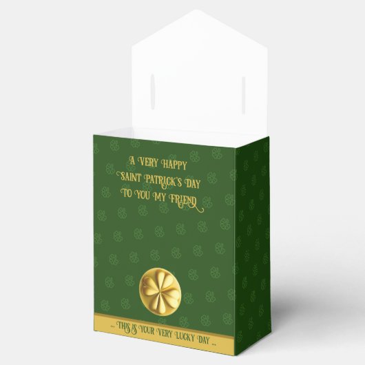 Gepersonaliseerde Golden Shamrock St. Patrick's Da Bedankdoosjes (Geopend)