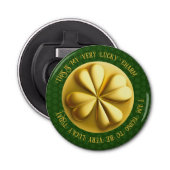 Gepersonaliseerde Golden Shamrock St. Patrick's Da Button Flesopener (Voorkant)