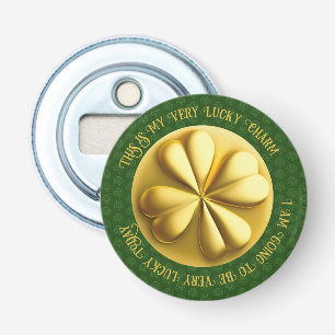 Gepersonaliseerde Golden Shamrock St. Patrick's Da Button Flesopener