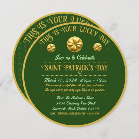 Gepersonaliseerde Golden Shamrock St. Patrick's Da Kaart (Voorkant / Achterkant)