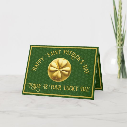 Gepersonaliseerde Golden Shamrock St. Patrick's Da Kaart (Voorkant)