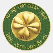 Gepersonaliseerde Golden Shamrock St. Patrick's Da Ronde Sticker (Voorkant)