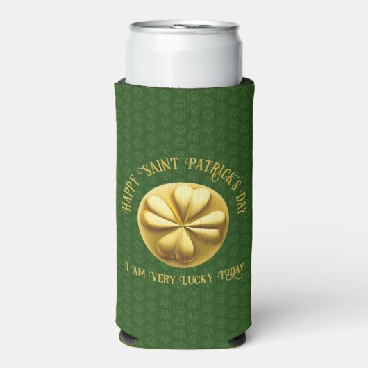 Gepersonaliseerde Golden Shamrock St. Patrick's Da Seltzer Blikjeskoeler (Seltzer Voorkant)