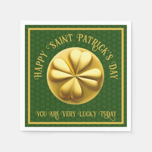 Gepersonaliseerde Golden Shamrock St. Patrick's Da Servet (Voorkant)