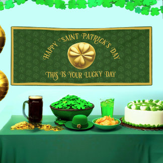 Gepersonaliseerde Golden Shamrock St. Patrick's Da Spandoek