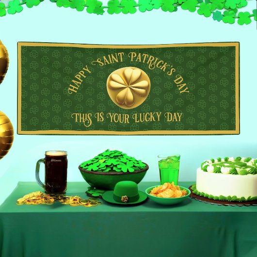 Gepersonaliseerde Golden Shamrock St. Patrick's Da Spandoek