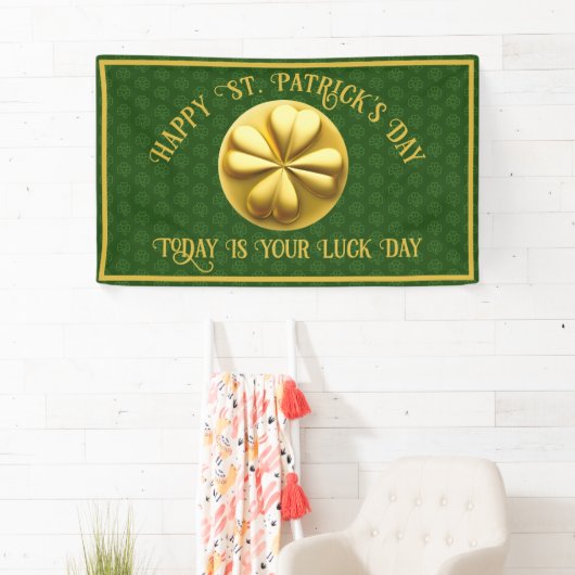 Gepersonaliseerde Golden Shamrock St. Patrick's Da Spandoek (Insitu)