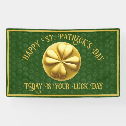 Gepersonaliseerde Golden Shamrock St. Patrick's Da Spandoek (Horizontaal)