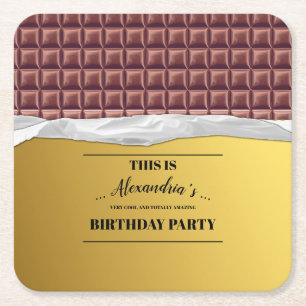 Gepersonaliseerde Golden Ticket Chocolade Bar Part Kartonnen Onderzetters