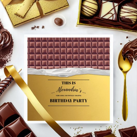 Gepersonaliseerde Golden Ticket Chocolade Bar Part Servet