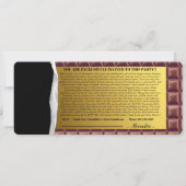 Gepersonaliseerde Golden Ticket Chocolade Party Kaart (Achterkant)