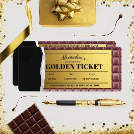 Gepersonaliseerde Golden Ticket Chocolade Party Kaart
