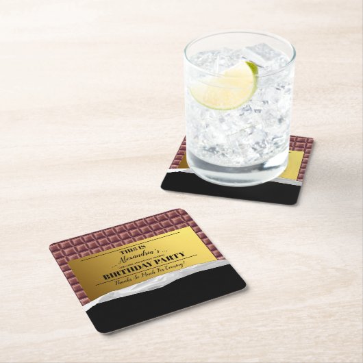 Gepersonaliseerde Golden Ticket Chocolade Party Kartonnen Onderzetters (Insitu)