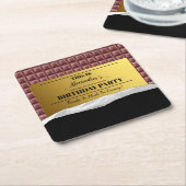 Gepersonaliseerde Golden Ticket Chocolade Party Kartonnen Onderzetters (Schuin)