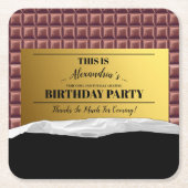 Gepersonaliseerde Golden Ticket Chocolade Party Kartonnen Onderzetters (Voorkant)