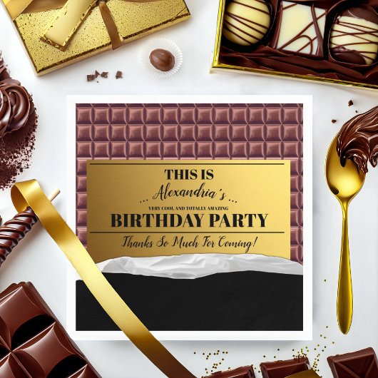 Gepersonaliseerde Golden Ticket Chocolade Party Servet