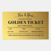 Gepersonaliseerde Golden Ticket Party Favor Rechthoekige Sticker (Voorkant)
