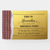 Gepersonaliseerde Golden Ticket Party Spandoek (Horizontaal)