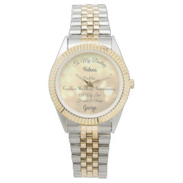 Gepersonaliseerde Golden Wedding Jubileum Watch Horloge