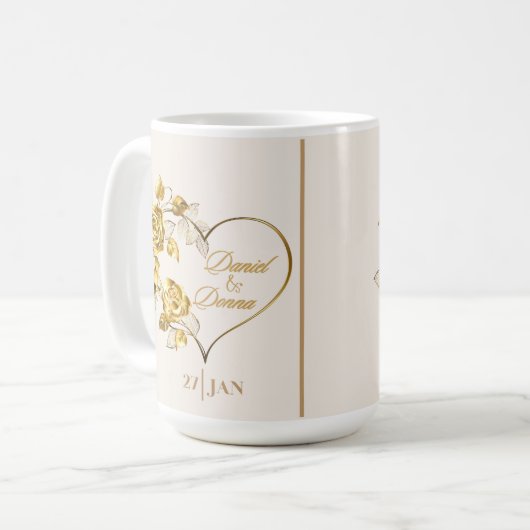 Gepersonaliseerde Golden Wedding Mok (Voorkant links)