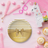 Gepersonaliseerde Golden White Stripes-kerstboom Papieren Bordje (Feest)