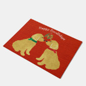 Gepersonaliseerde Goldendoekles die zoenen onder m Deurmat (Schuin)