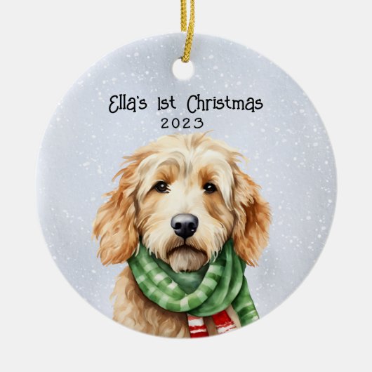Gepersonaliseerde Goldendoodle Keramisch Ornament (Voorkant)