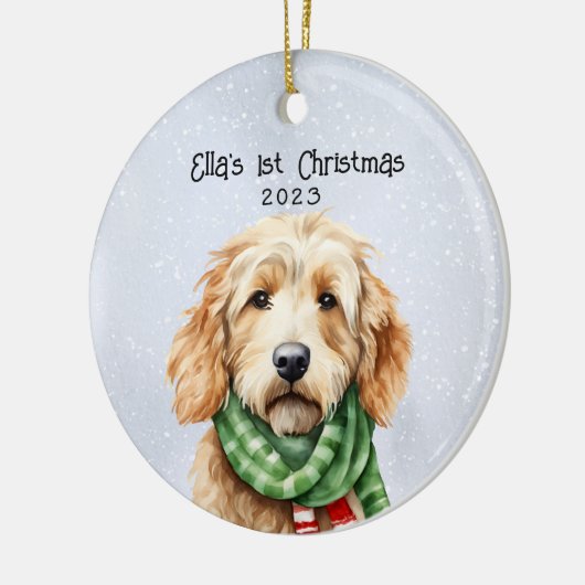 Gepersonaliseerde Goldendoodle Keramisch Ornament (Links)