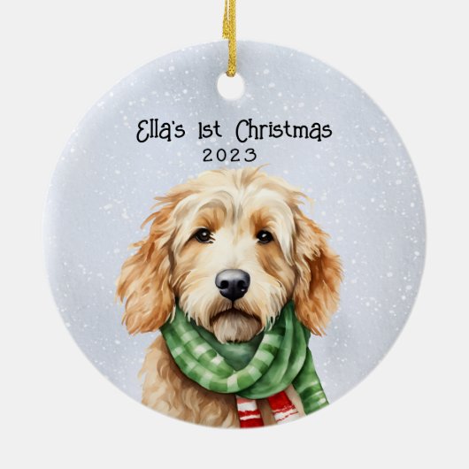 Gepersonaliseerde Goldendoodle Keramisch Ornament (Achterkant)