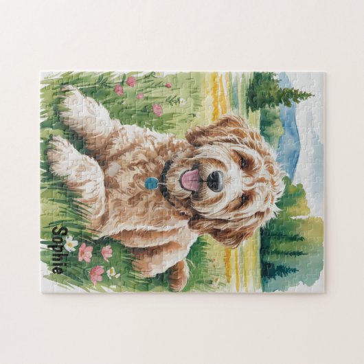 Gepersonaliseerde Goldendoodle Legpuzzel (Horizontaal)